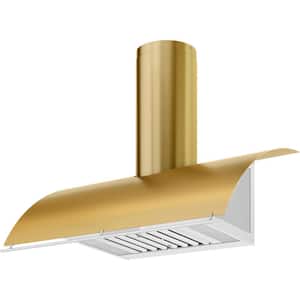 Okeanito 36 in. Shell Only Wall Mount Range Hood with LED Lights in Brushed Gold