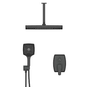 3 Spray Patterns Shower Collection 10 in. Wall Mounted Shower Head with Hand Shower, 1.8 GPM in Matte Black