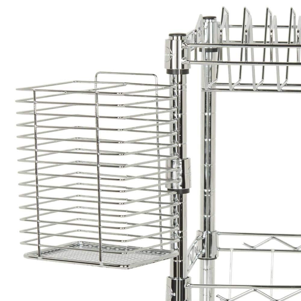 Brooklyn 19" Chrome Adjustable 2-Tier Dish Rack with Utensil Holder