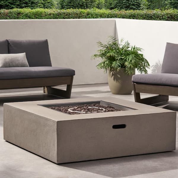 Coporesell 40 in. Light Grey Square Propane Outdoor Fire Pit