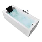 71 in. Acrylic Right Drain Rectangular Alcove Whirlpool Bathtub in White