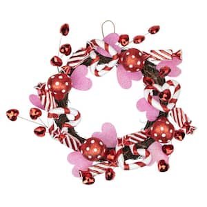 16 in. Unlit Red and White Candies and Hearts Valentine's Day Wreath