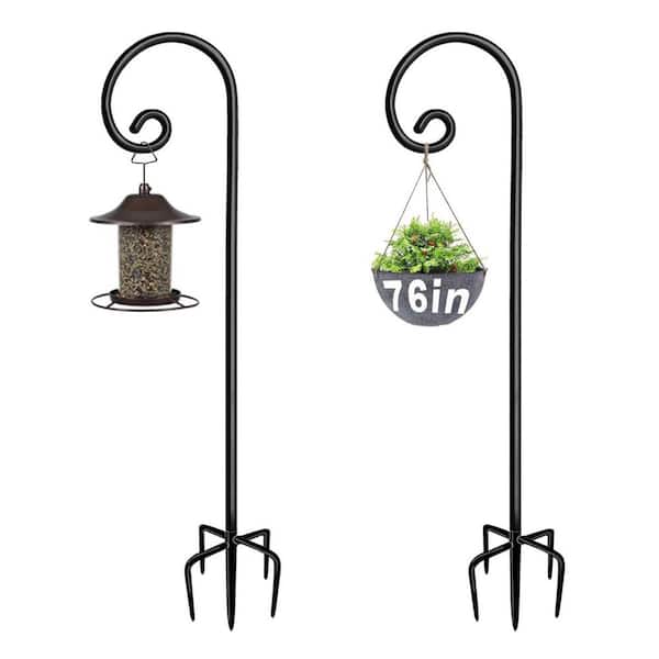 Unbranded 76 in. Black Steel Shepard's Hooks (2-Pack)