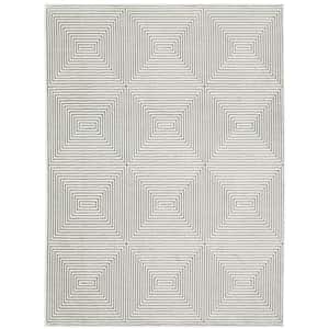 Monticello Gray/White 3 ft. x 5 ft. Modern Geometric Diamond Polyester Indoor Area Rug