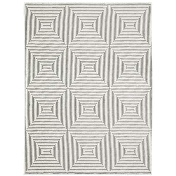 AVERLEY HOME Monticello Gray/White 7 ft. x 10 ft. Modern Geometric Diamond Polyester Indoor Area Rug