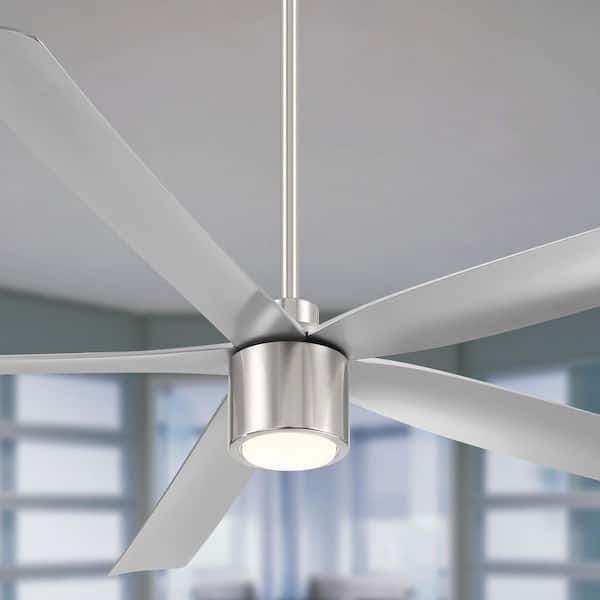 ARRANMORE LIGHTING & FANS RAVIAN 5-Blade 72 in. Indoor/Outdoor Brushed Nickel Modern Ceiling Fan with Color Select LED Light and Remote Included