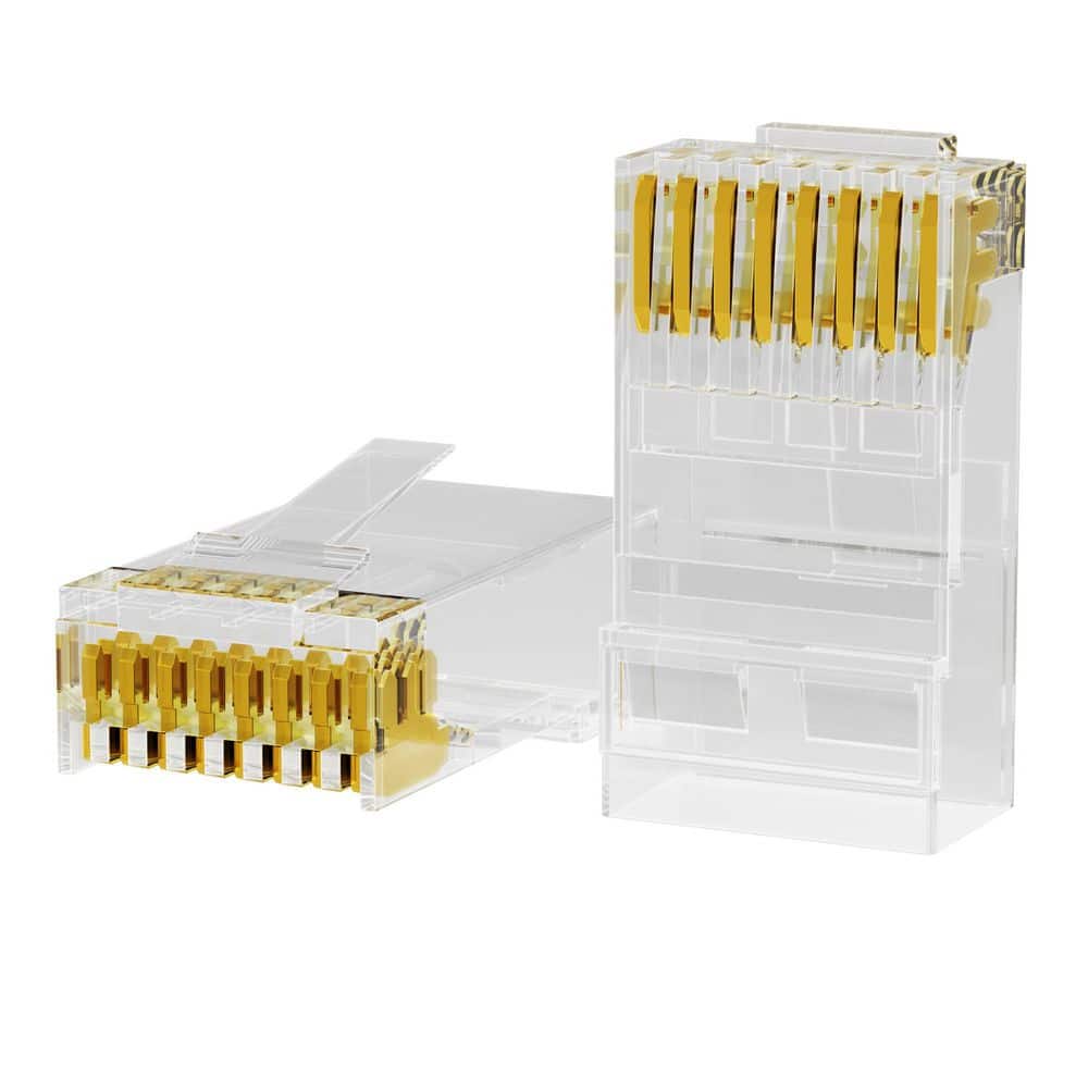 Cat6 UTP Pass Through RJ45 Ethernet Connector, Compatible with Cat5e, Clear 8P8C Gold Plated Pins (150-Pack) price history on PriceWatchPro