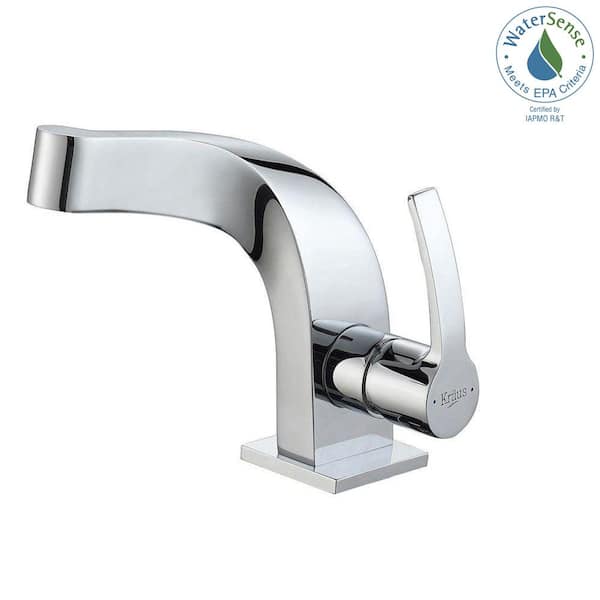 KRAUS Typhon Single Hole Single-Handle Mid-Arc Bathroom Faucet in Chrome
