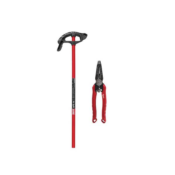 Milwaukee 1 in. Iron Conduit Bender and Handle and 9 in. 7-in-1 Combination Wire Strippers Pliers