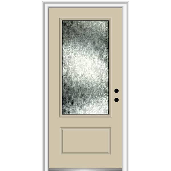 MMI Door Rain Glass 36 in. x 80 in. Left-Hand Inswing 3/4 Lite 1-Panel Painted Wicker Prehung Front Door on 6-9/16 in. Frame
