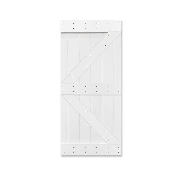 CALHOME 42 in. x 84 in. K Series Pure White Knotty Pine Wood Interior Sliding Barn Door Slab