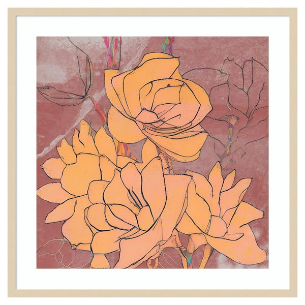 Amanti Art Abstract Pale Roses by Elena Ray 33 in. W x 33 in. H. Wood Framed Wall Art Print Framed in Brown