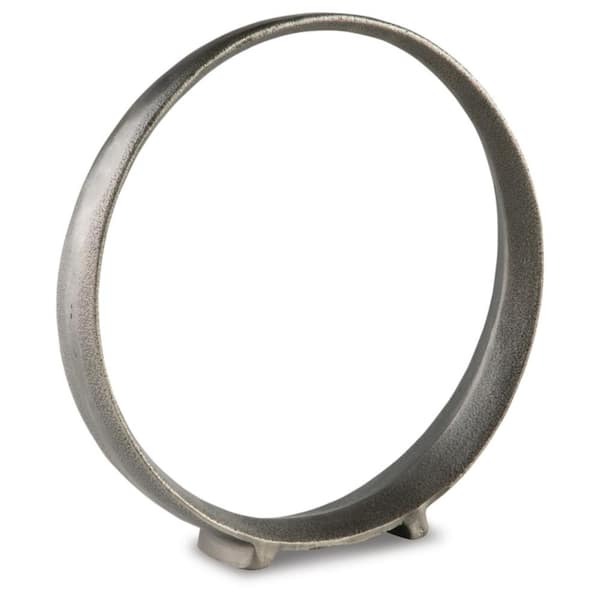 Ryandale Antique 14 in. x 14.5 in. Round Metal Gray Sculpture