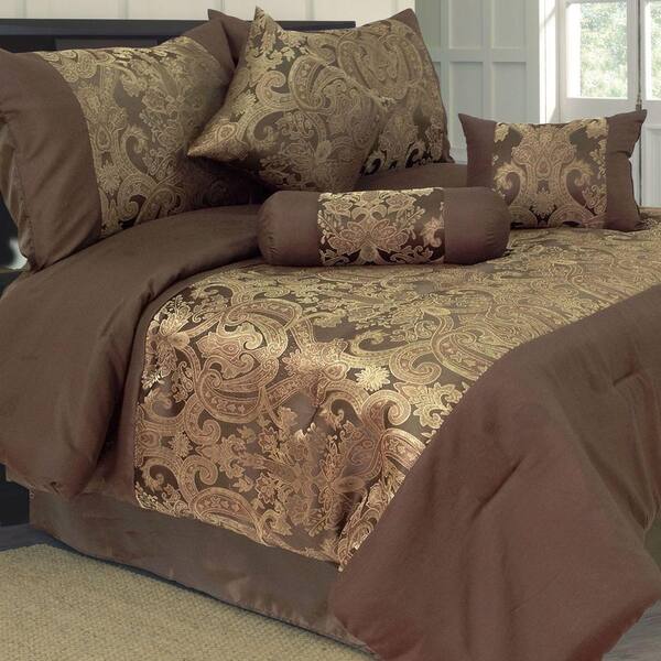 Lavish Home Queen Bailey Jacquard Comforter Set (7-Piece)
