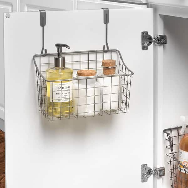 Grid Storage Baskets with Hooks Over Cabinet Door Organizer Wire Basket  Hanging Storage Organizer Kitchen Bathroom