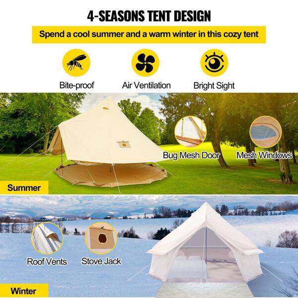 SKYSHALO 8-10 Person Canvas Glamping Bell Tent, Breathable
