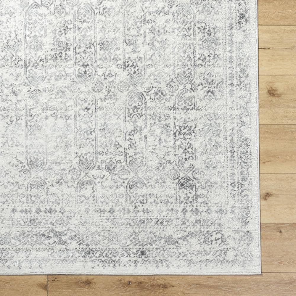 Eleganza Light Grey Trellis 5'3" x 7'1" Synthetic Area Rug
