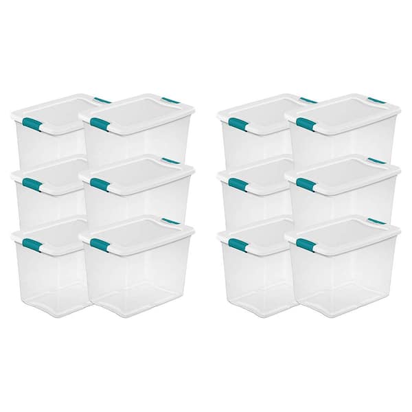 Sterilite 25 Quart Capacity Clear Storage Tote w/ Secure Latch Handles (6 Pack)