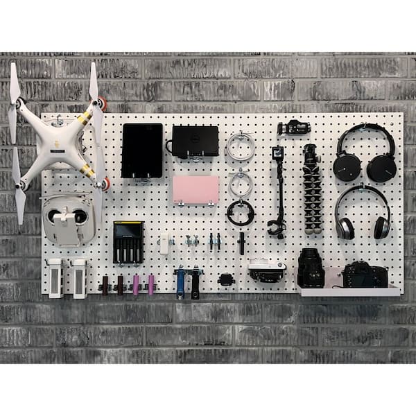 Style Selections Wooden Pegboard Set 17-Piece Wood Pegboard Kit in Brown  (24-in W x 24-in H) in the Pegboard & Accessories department at