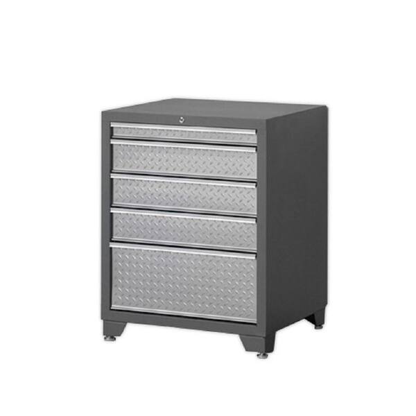 NewAge Products Pro Diamond Plate Series 28 in. W x 34.5 in. H x 24 in. D Tool Cabinet Drawer in Silver Finish/Gray Frame