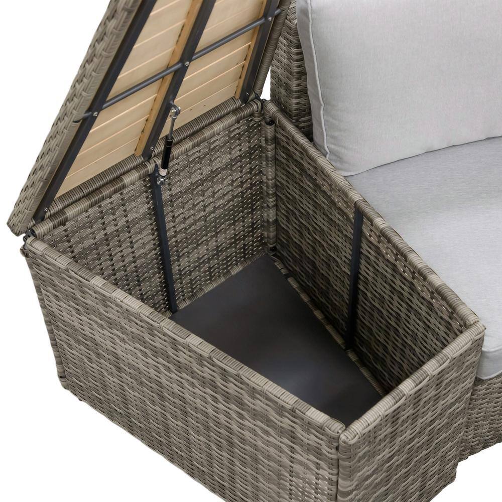 Gray Aluminum 6-Piece Outdoor Sectional with Fire Pit