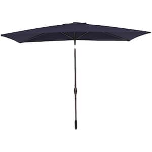 10 ft. x 6.5 ft. Navy Blue Outdoor Aluminum Patio Market Umbrella Rectangular Crank Weather Resistant Waterproof
