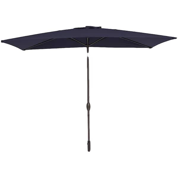 Unbranded 10 ft. x 6.5 ft. Navy Blue Outdoor Aluminum Patio Market Umbrella Rectangular Crank Weather Resistant Waterproof