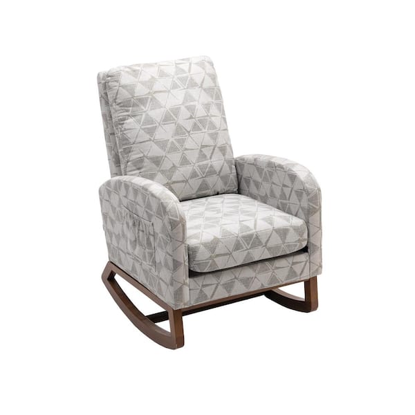 Unbranded Gray Geometry Polyester Comfortable Rocking Chair for Living Room