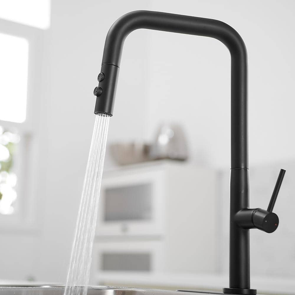 Matte Black Nickel Mid-Arc Pull-Out Spray Kitchen Faucet