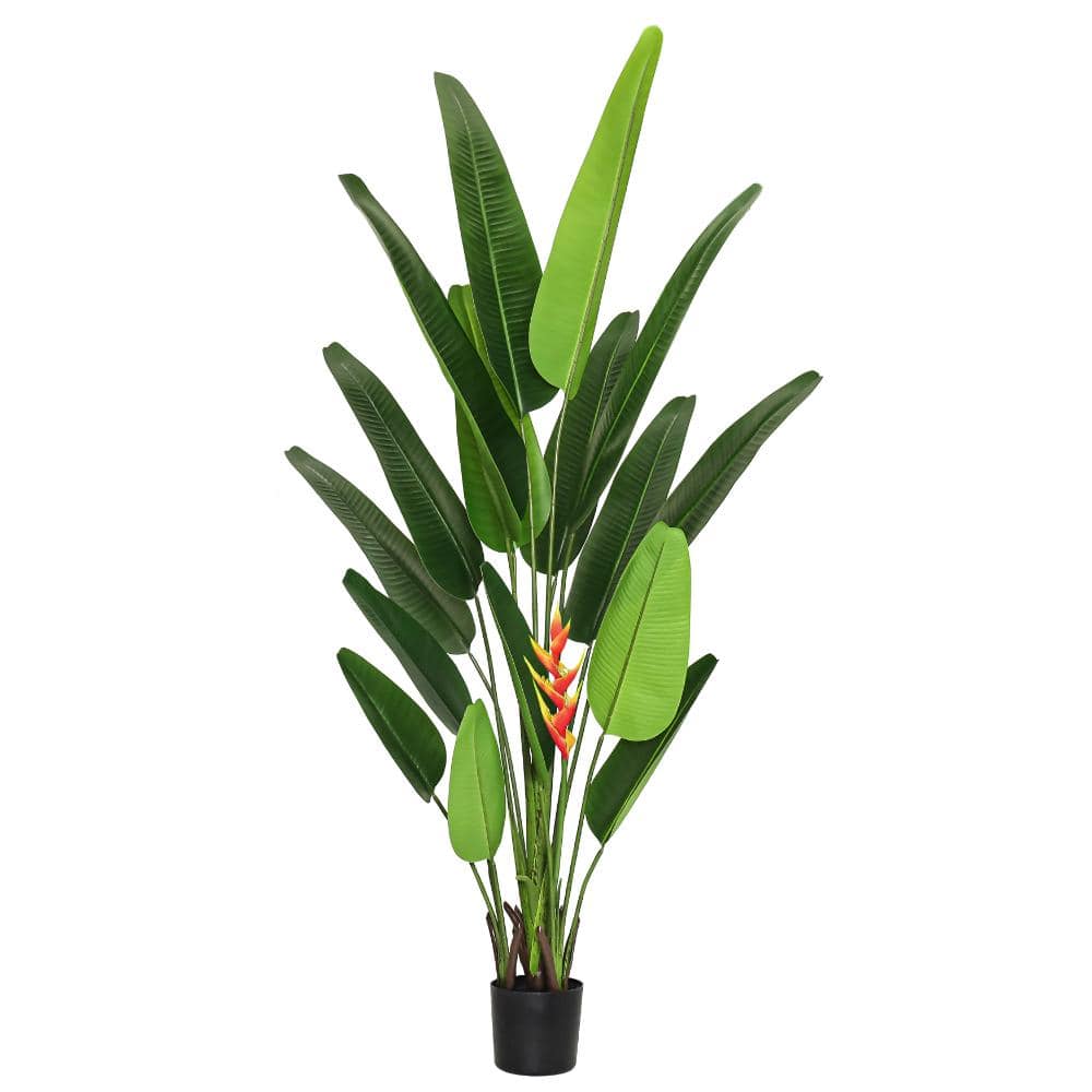 7 ft. Real Touch Green Red Artificial Travelers Palm Tree Tropical Plant in Black Pot price history on PriceWatchPro