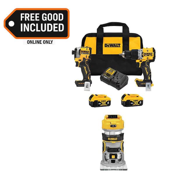 20V MAX Lithium-Ion Cordless 3-Tool Combo Kit and Brushless Compact Router with (2) Flexvolt 6 Ah Batteries and Charger