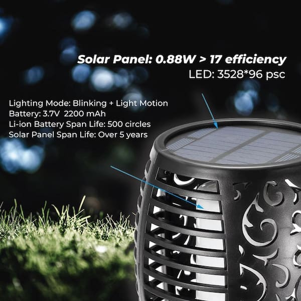 FL1 Torch Lamps Low Voltage Black Solar LED Outdoor Weather