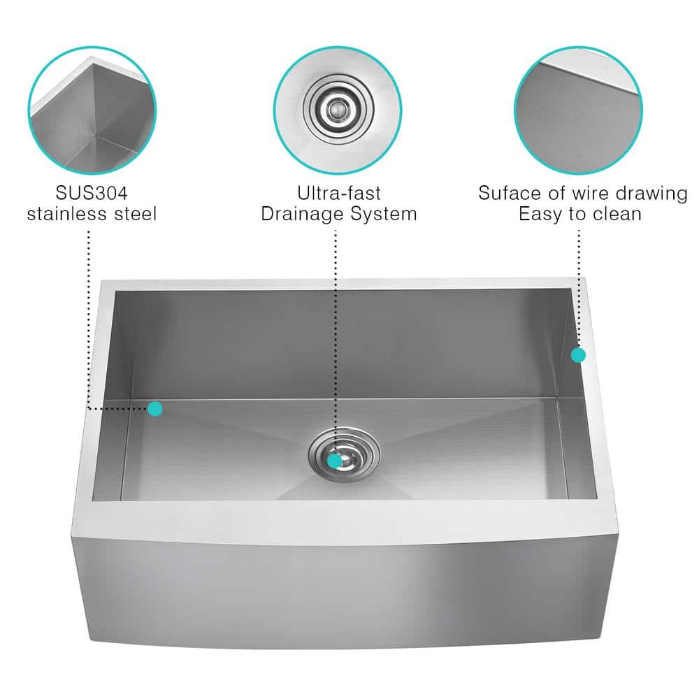 30-Inch Stainless Steel Farmhouse Apron-Front Sink with Pull Down Faucet