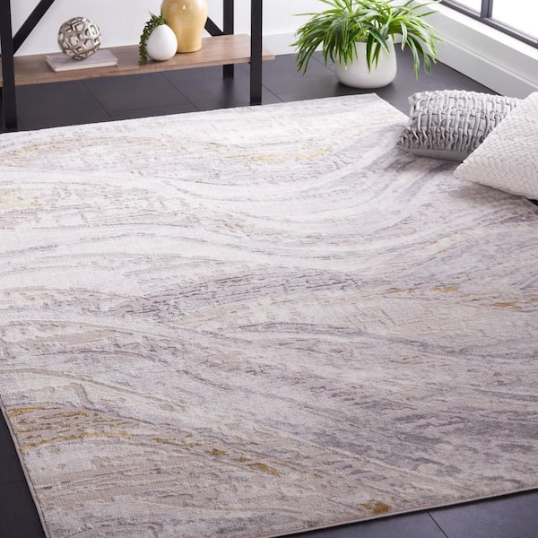 Palma 10 ft. x 14 ft. Beige/Light Gray Marble Swirl Area Rug