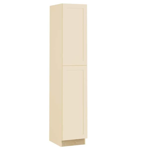 Home Decorators Collection Newport Cream Painted Plywood Shaker Assembled Utility Pantry Kitchen Cabinet Soft Close 18 in W x 24 in D x 96 in H