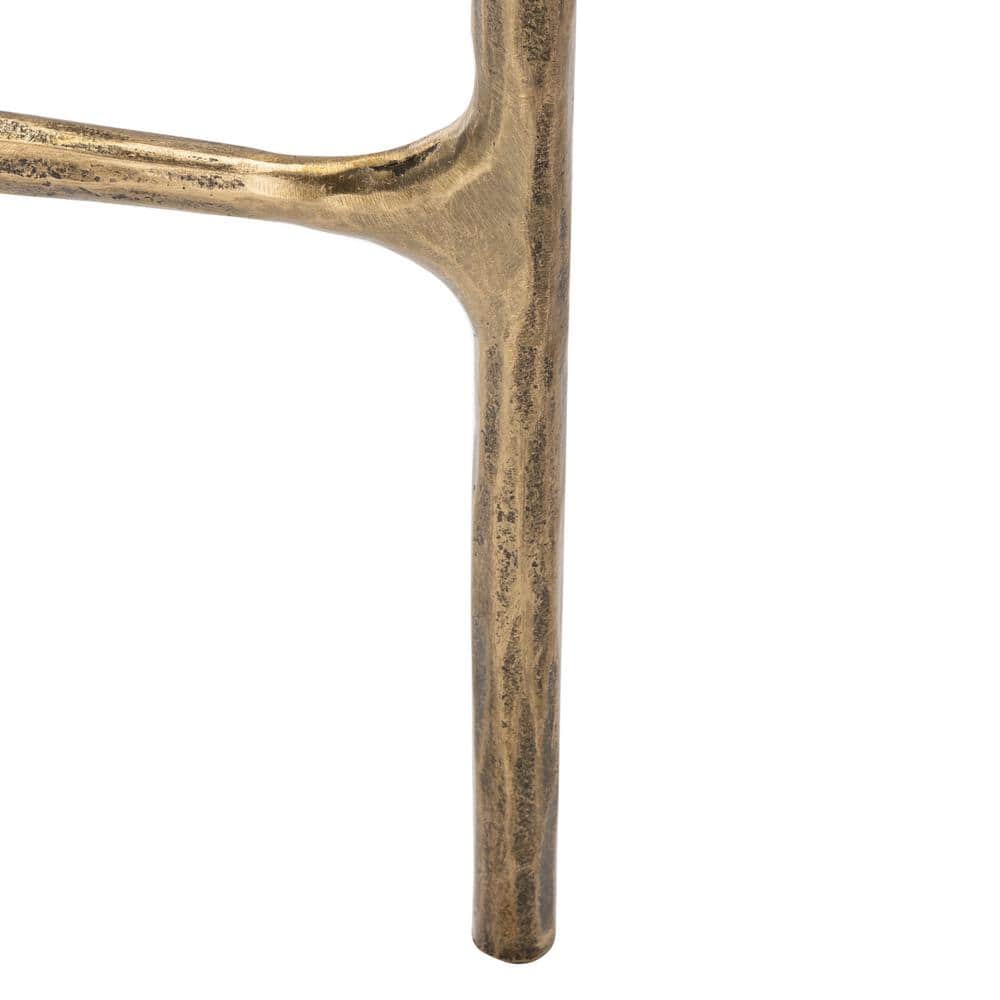 Aristocratic Brass Demilune Console Table with Sleek Glass Top
