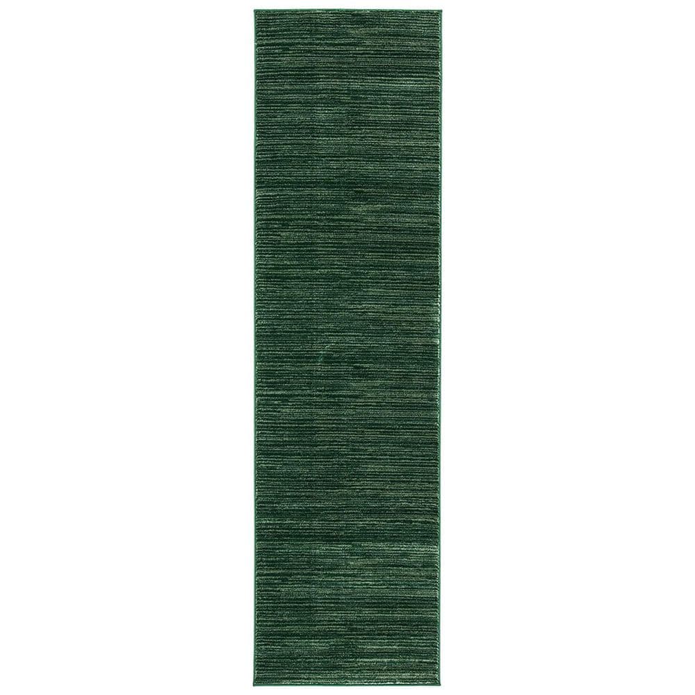 Dark Green Polypropylene 2 ft. 2 in. x 8 ft. Solid Color Indoor Runner Rug