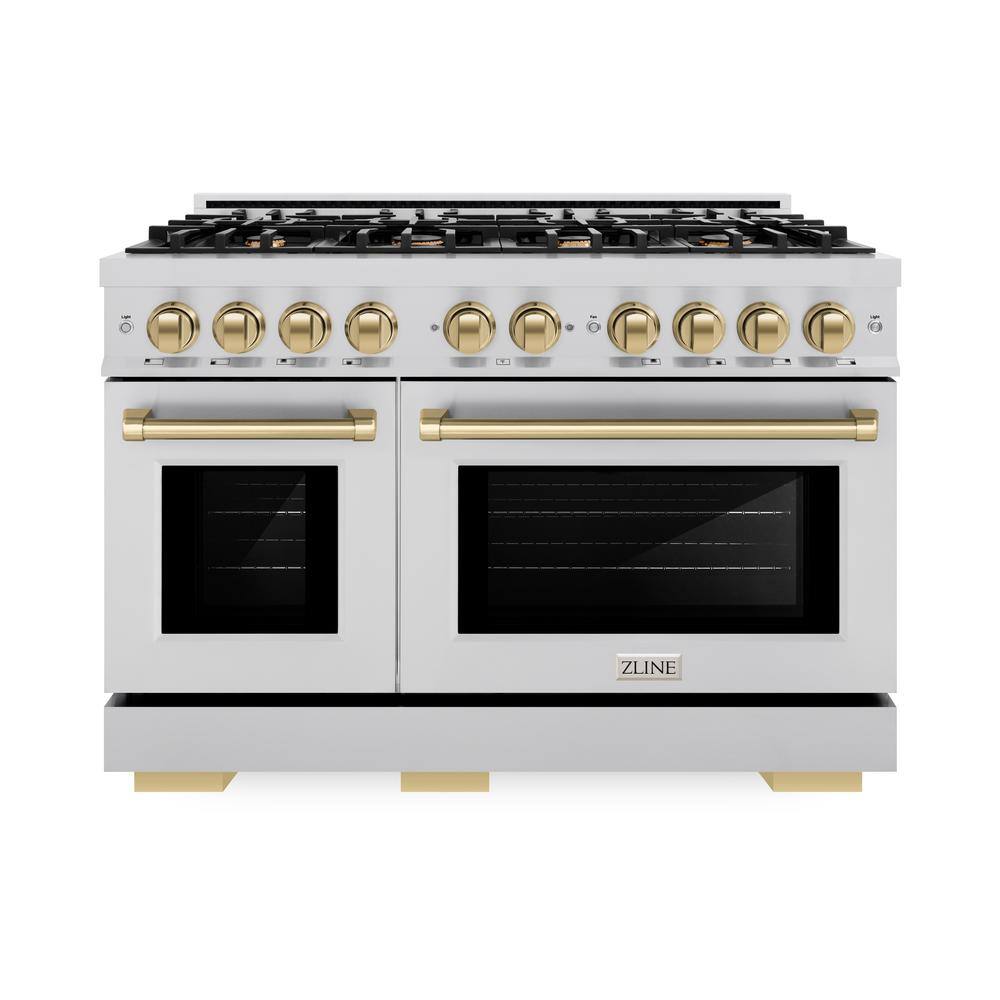 Select 48 in. 8-Burner Dual Fuel Range with Double Oven in Stainless Steel and Champagne Bronze price history on PriceWatchPro