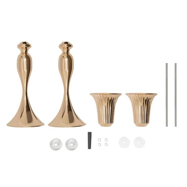 12.6 in. Tall Metal Flower Holder Wedding Decoration Trumpet Vase in Gold  (10-Pieces)