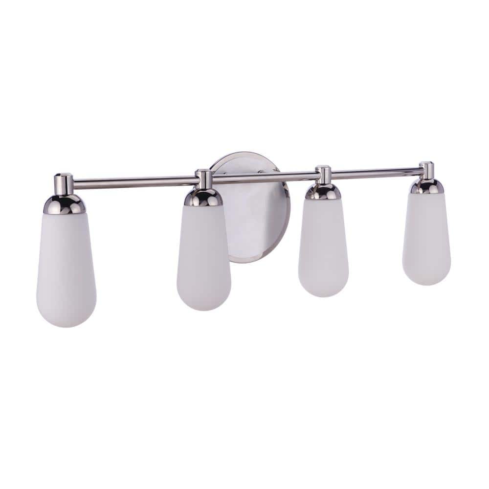 Riggs 30.5 in. 4-Light Brushed Polished Nickel/Polished Nickel Finish Vanity Light with White Frosted Glass Shade price history on PriceWatchPro