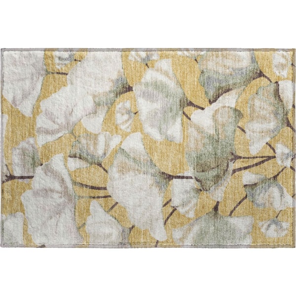 Mayfield Premium Machine Washable Abstract AMF2405 Gold 3 ft. x 4 ft. Area Rug