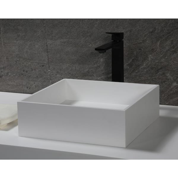 ALFI BRAND Resin Square Vessel Sink in White ABRS14S - The Home Depot