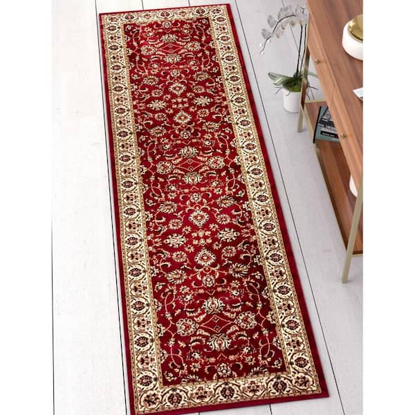 Barclay Sarouk Red 2 ft. x 7 ft. Traditional Floral Runner Rug