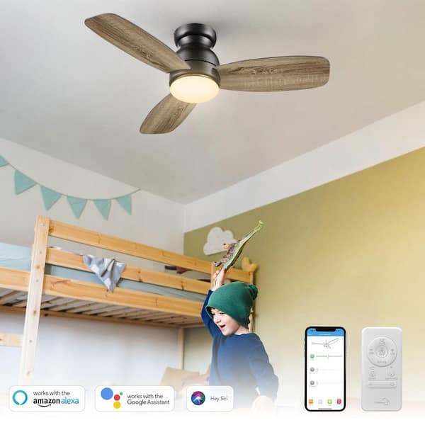 CARRO Trendsetter 44 in. Dimmable LED Indoor/Outdoor Black Smart Ceiling Fan with Light and Remote, Works w/Alexa/Google Home