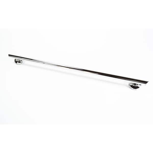 Grabcessories 36 in. x 1.25 in. Concealed Screw Straight Decorative ADA Compliant Grab Bar with Long Grip and Angled Ends in Chrome