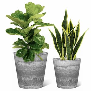 Graff 13 in. x 13 in. Round Cement-Like Resin Outdoor Lightweight Plant Pots