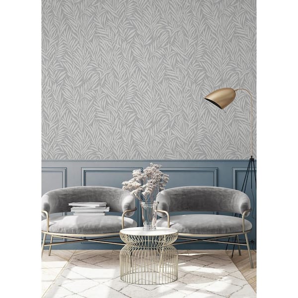Holzer Grey Fern Paper Non-Pasted Textured Wallpaper
