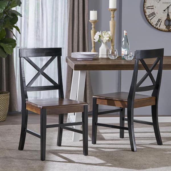 Walnut Acacia Wood Dining Chairs Set, Farmhouse Dining Room Chairs Set Of 2