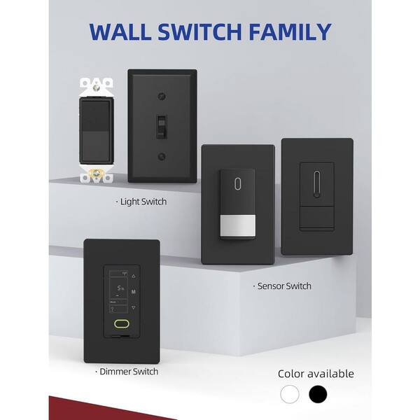 Lukyamzn 15 Amp Self-Grounding Paddle Rocker Light Switch, Glossy