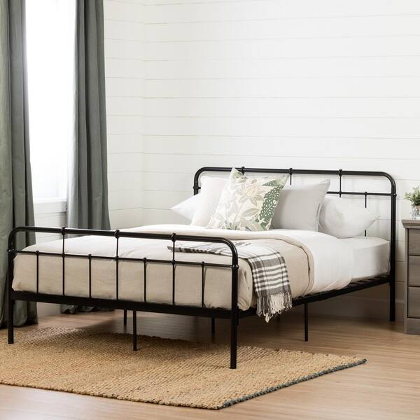 South S Versa Queen Size Metal Platform Bed In Black 11683 The Home Depot South S Versa Queen Size Metal, Black Metal Queen Platform Bed